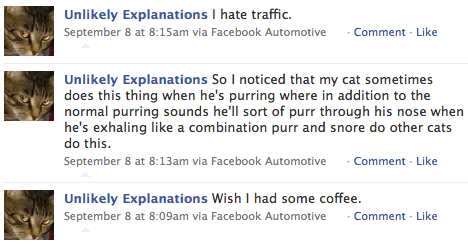 Facebook updates while driving to work