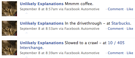 facebook updates from my car