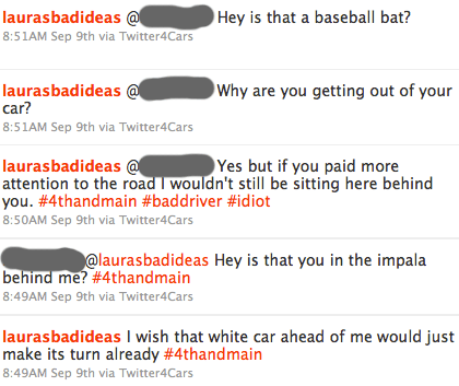 twitter transcript from a car