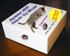 Packaging for the Squeaker 3000 Robotic Toy Mouse
