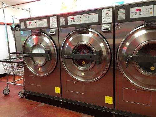 Inside the laundromat